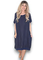 Navy Plain Elastic Hem Dress (Copy)