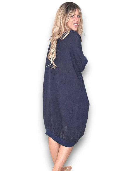 Navy Plain Elastic Hem Dress (Copy)