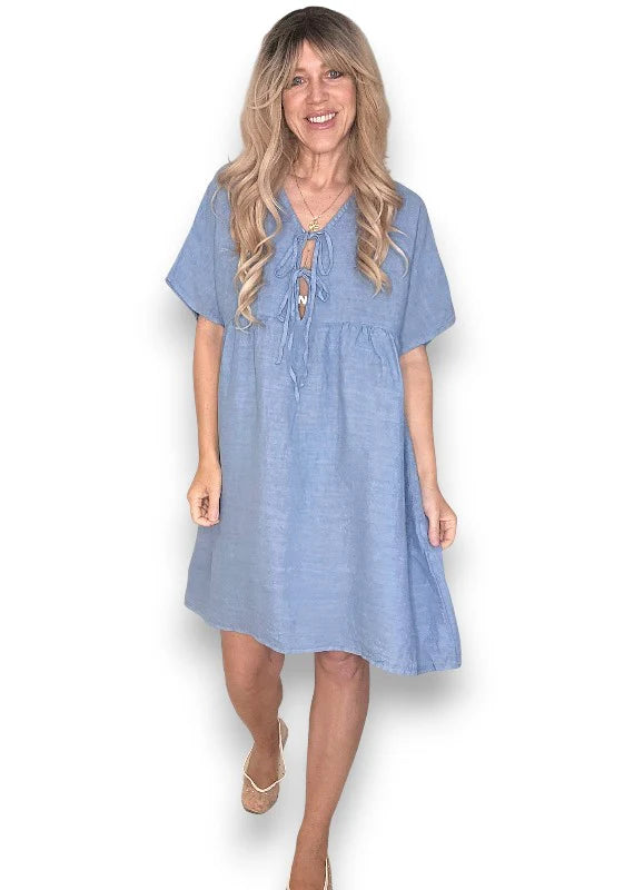 Petrol Deux Ribbon Babydoll Dress
