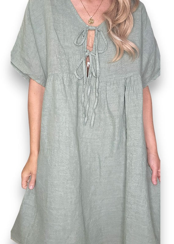 Forest Deux Ribbon Babydoll Dress
