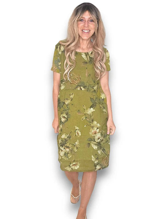 Olive Trumpet Jungle Dress M/L