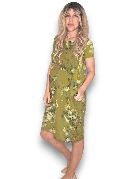 Olive Trumpet Jungle Dress M/L