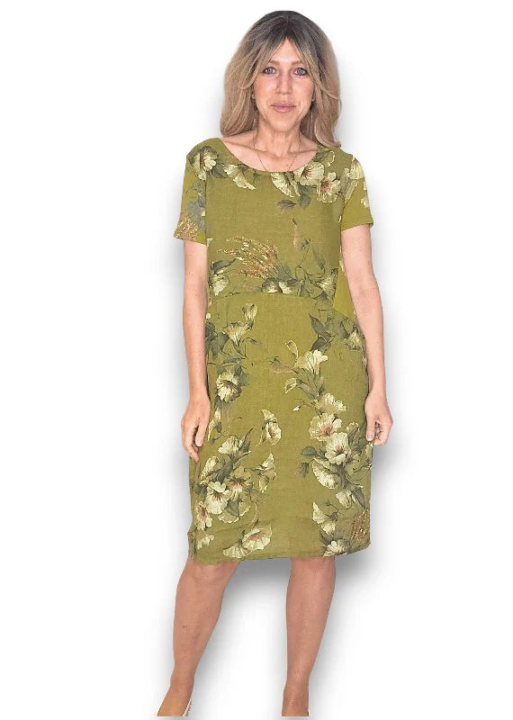 Olive Trumpet Jungle Dress M/L