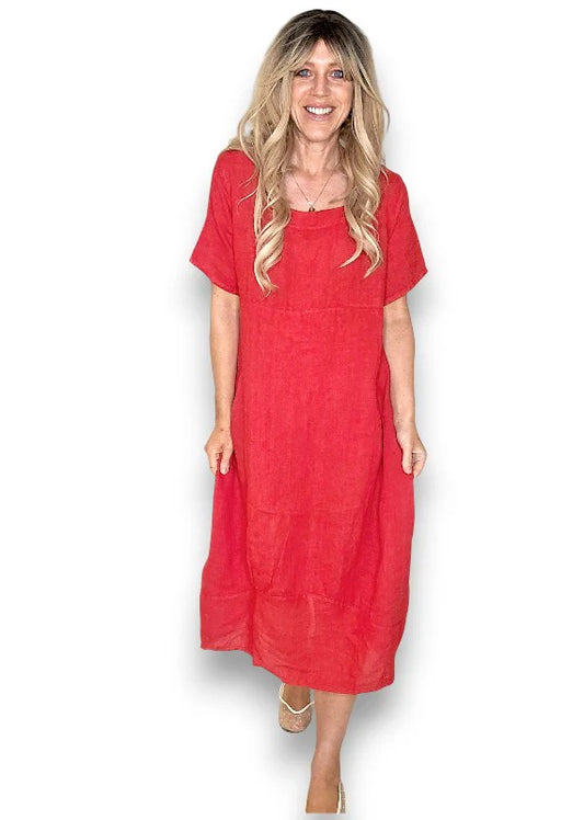 Red Mid Sleeve Maxi Dress L/XL
