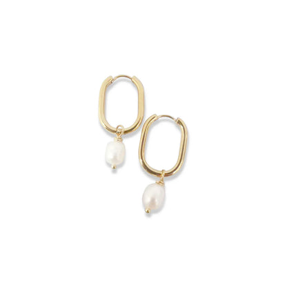 Steel Me Yellow Gold with Fresh Water Pearl Huggies