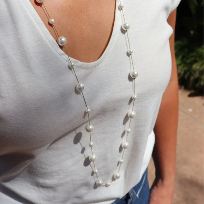 Perle Long Gold Pearl Necklace