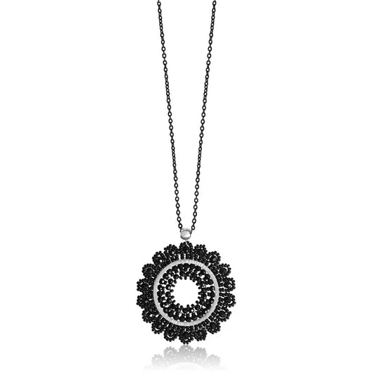 Steel Me Black Beaded Black Necklace