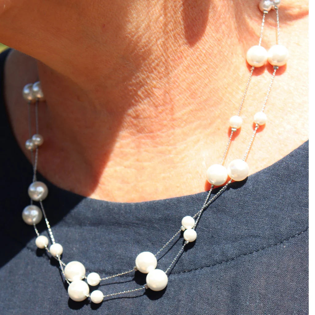 Perle Long Silver Pearl Necklace