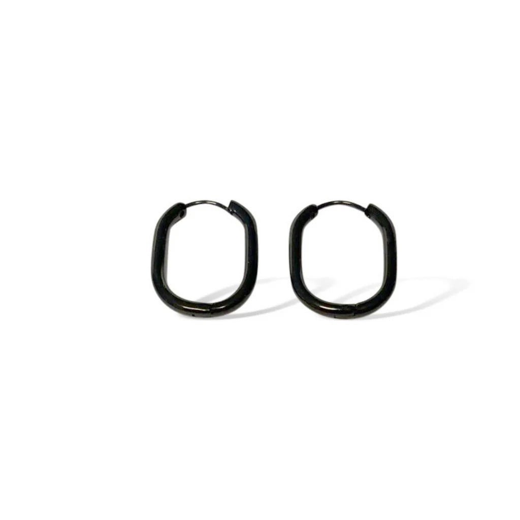Black Huggie Hoop Earrings