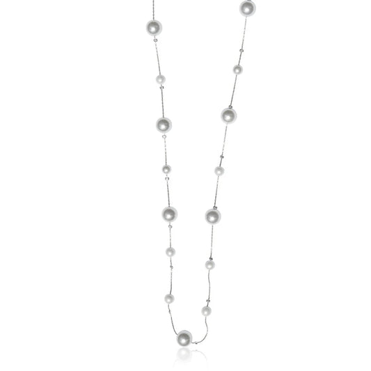 Perle Long Silver Pearl Necklace