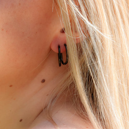 Black Huggie Hoop Earrings