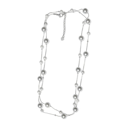 Perle Long Silver Pearl Necklace